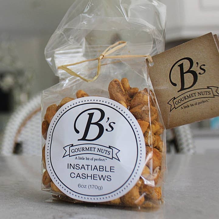 Insatiable Cashews - Retail Packaging for wholesale by B"s Gourmet Nuts