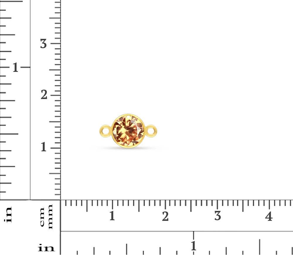 Plazko - Wholesale Individual Charm/Pendant - 14Kt Gold Filled 6mm Cognac CZ AAA Bezel Connector - 1pc1