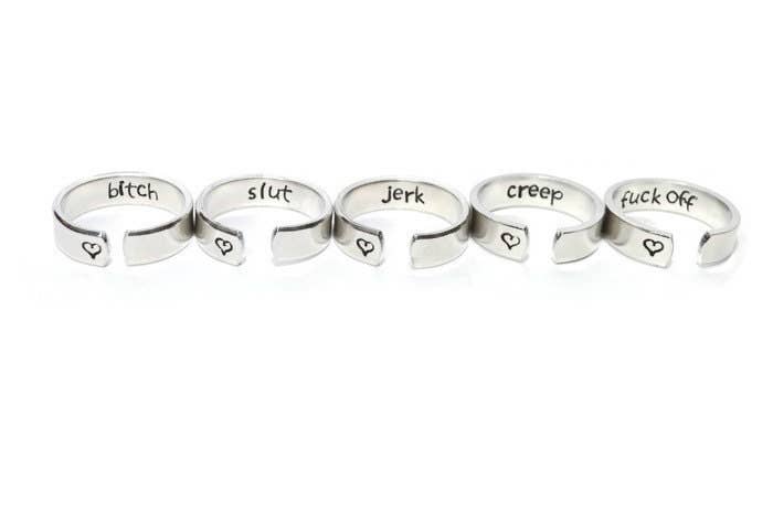 Team Neville - Wholesale Band/Stacked Ring - Hidden Swear Word Adjustable Aluminum Metal Stamped Ring // Creep Jerk Slut Offensive Profanity Bitch1