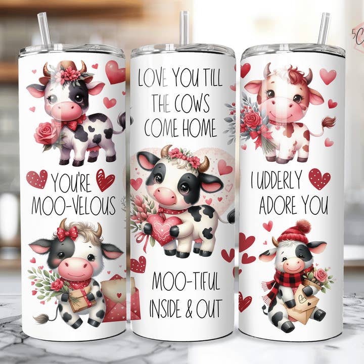 Cute Dairy Cows Valentine Tumbler for wholesale by 5C's Wholesale