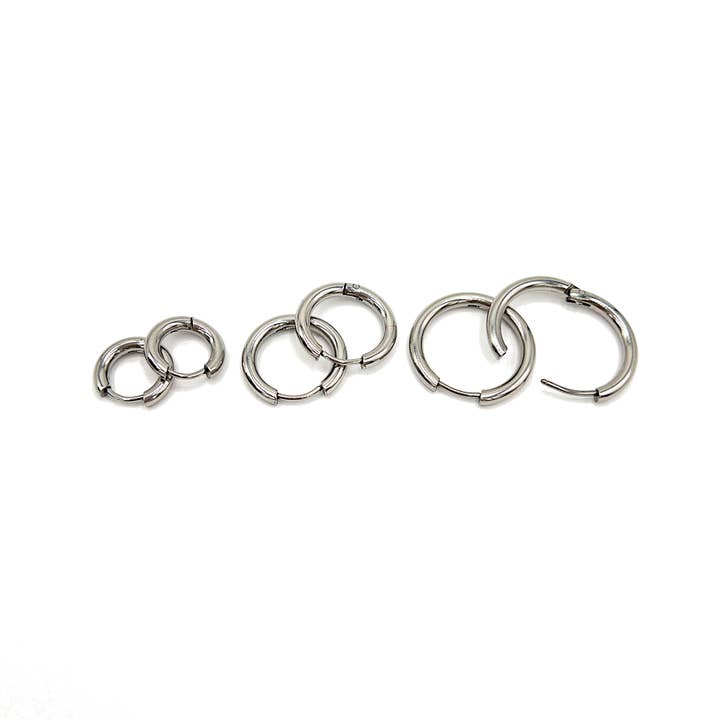 UBNY Collection - Wholesale Hoop Earrings - Hinge Hoop Earrings • Hypoallergenic Steel • Dark Silver6