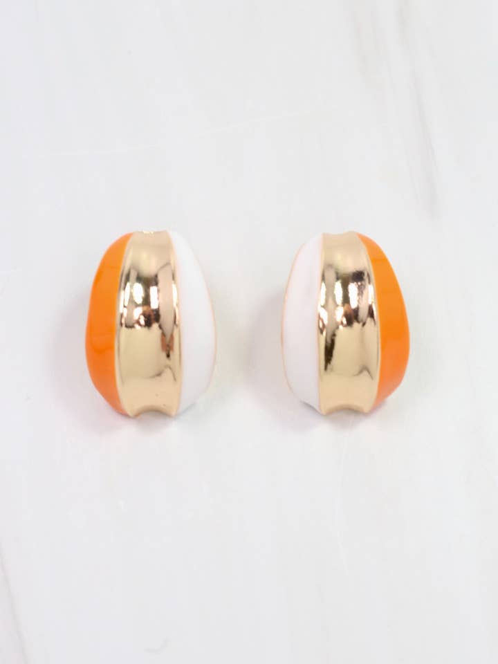 Penney Hoop Earring Orange White for wholesale by Caroline Hill