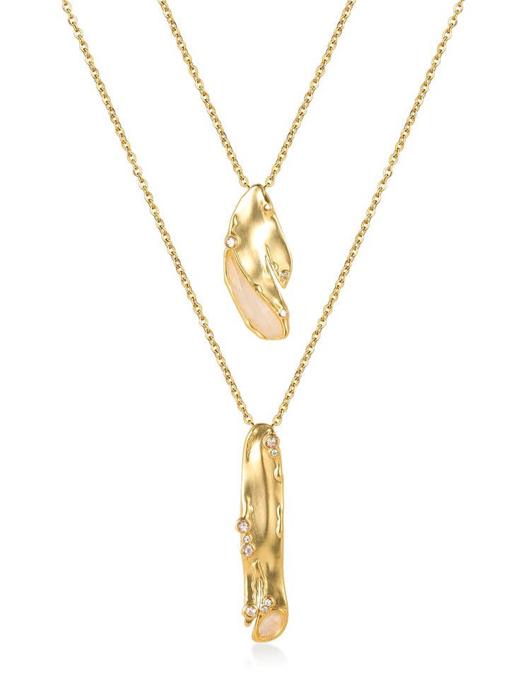 Colar Pendente Drop Quartz Orgânico Clear por atacado de Rare Matters Jewelry