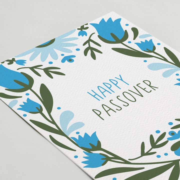 Blue Thistle - Wholesale Passover Card - Happy Passover Greeting Card, Jewish Holiday, Pesach