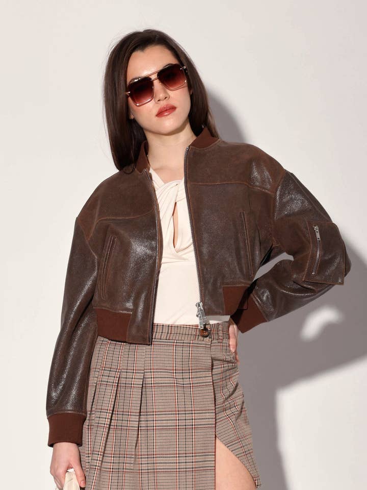 Veste Andrea, Ébène Beige - Cuir pour la vente par Walter Baker