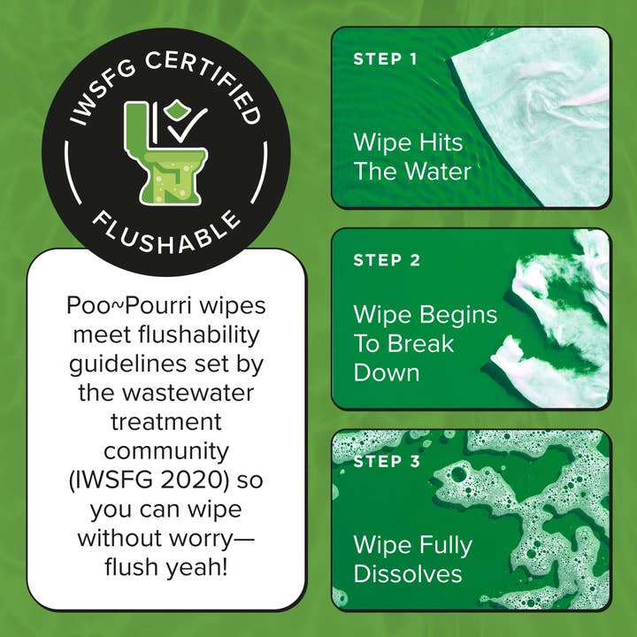 ~Pourri - Wholesale Face & Body Wipes - Poo~Pouri Cucumber & Aloe Poo~Pourri Flushable Wipes 50ct3