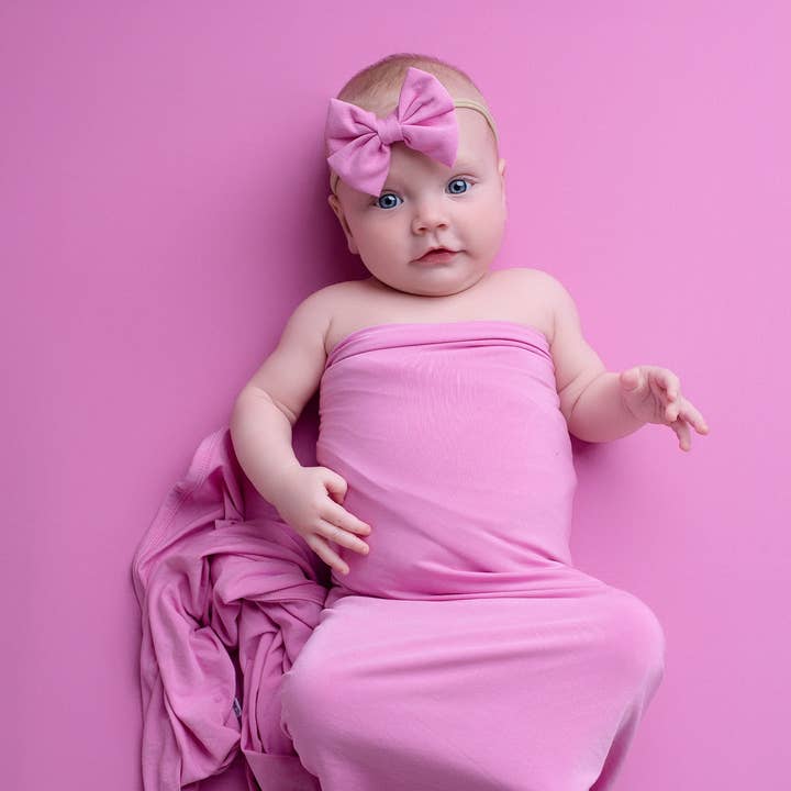 Wicked Cute | Bubble Gum Pink | Bamboo Swaddle Blanket for wholesale by Little Popp Crew