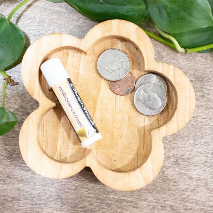 Flower Carved Catch All Tray, Change Tray for wholesale by The McGarvey Workshop