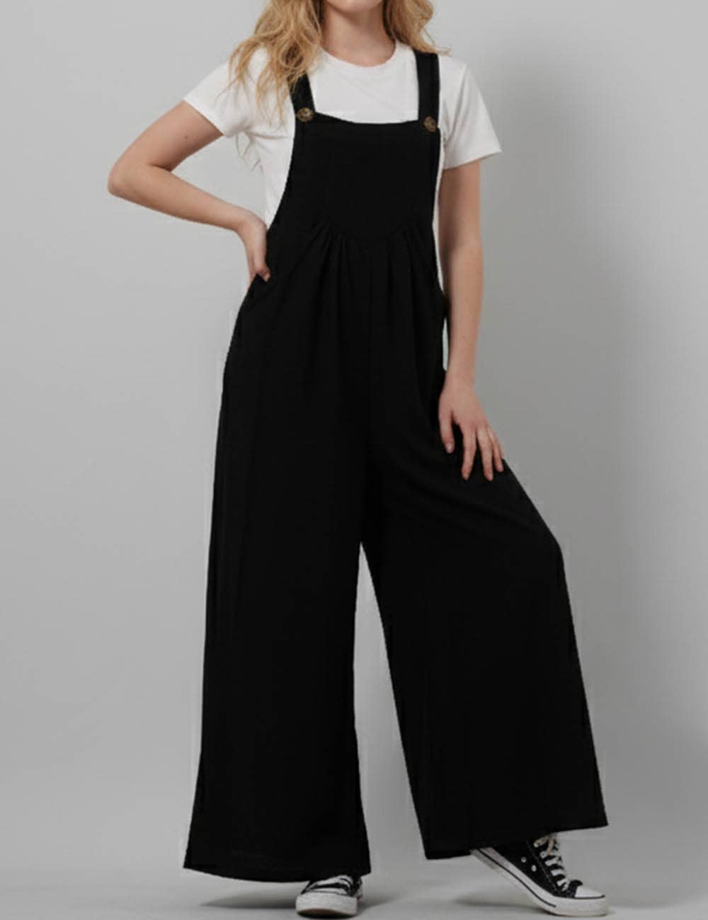 Sweetkama - Wholesale Overalls - Women's - Solid Color Botton Strape Overalls Daily Jumpsuit SKJ23574