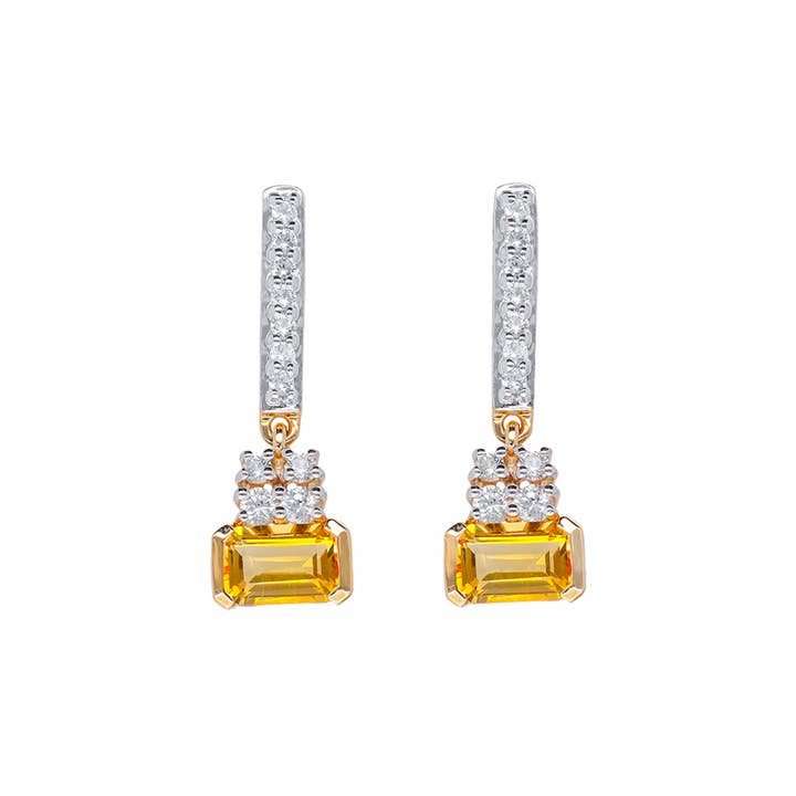 Tiramisu - Vente Clous d'oreille - Boucle d'oreille clou en or jaune 14K avec citrine Solarveil1