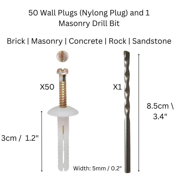 Wall Plug / Nylon Plug (50) and Drill Bit Install Set for wholesale by Designer Plants