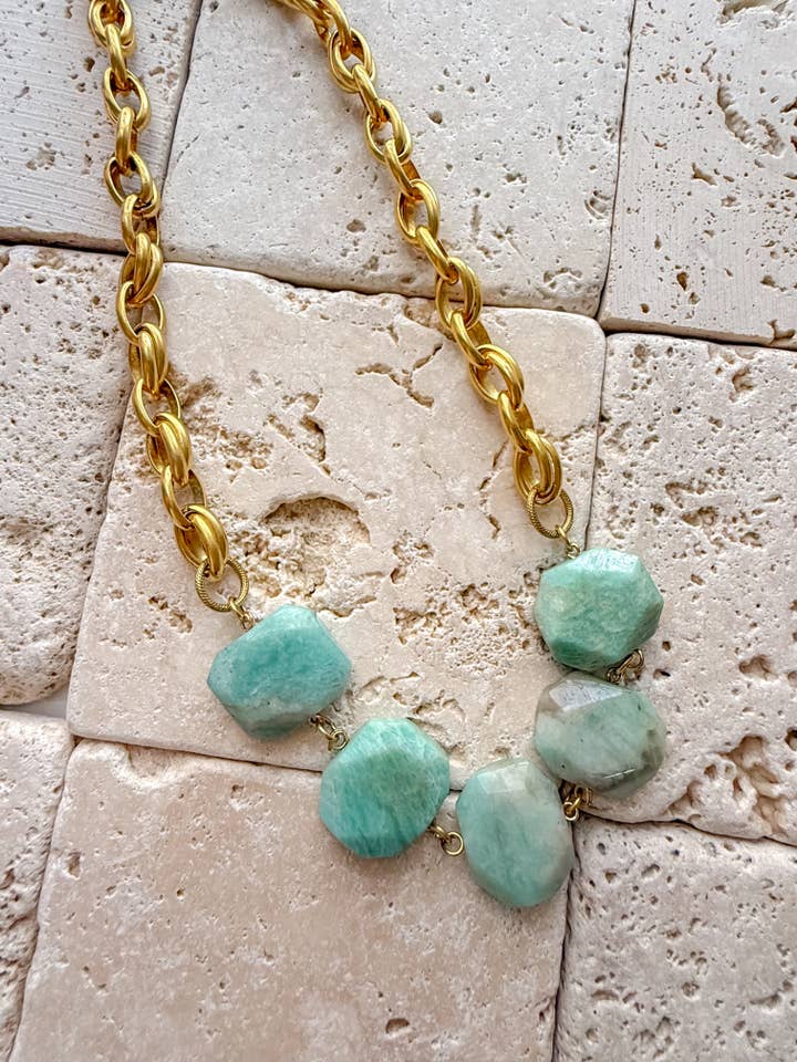 Amazonite Statement Necklace OOAK for wholesale by Grace Girl Beads