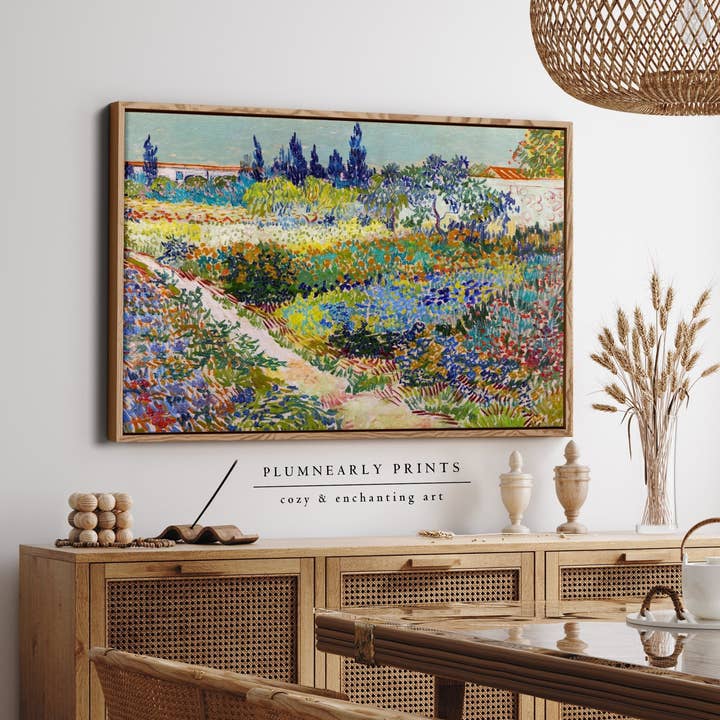 Van Gogh French Country Garden Landscape Framed Canvas Art 1 for wholesale by Plumnearly Prints