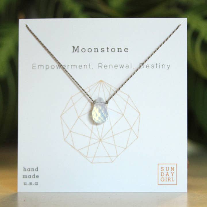 Sunday Girl by Amy DiLamarra - Wholesale Pendant/Charm Necklace - CGN-MON | Healing Crystals and Stones Necklace in Moonstone0