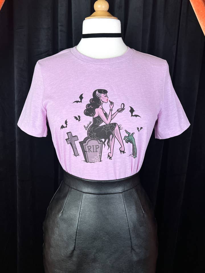 Graveyard Glamour Relaxed Tee in Heather Lilac for wholesale by Mischief Made