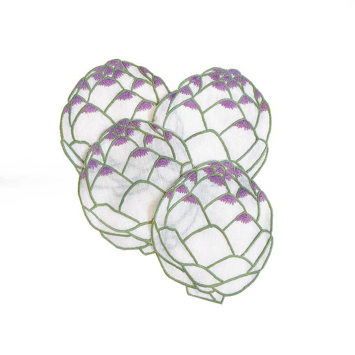 Biscuit Home - Wholesale Dinner & Cloth Napkin - Artichoke Cocktail Napkins, set of 4