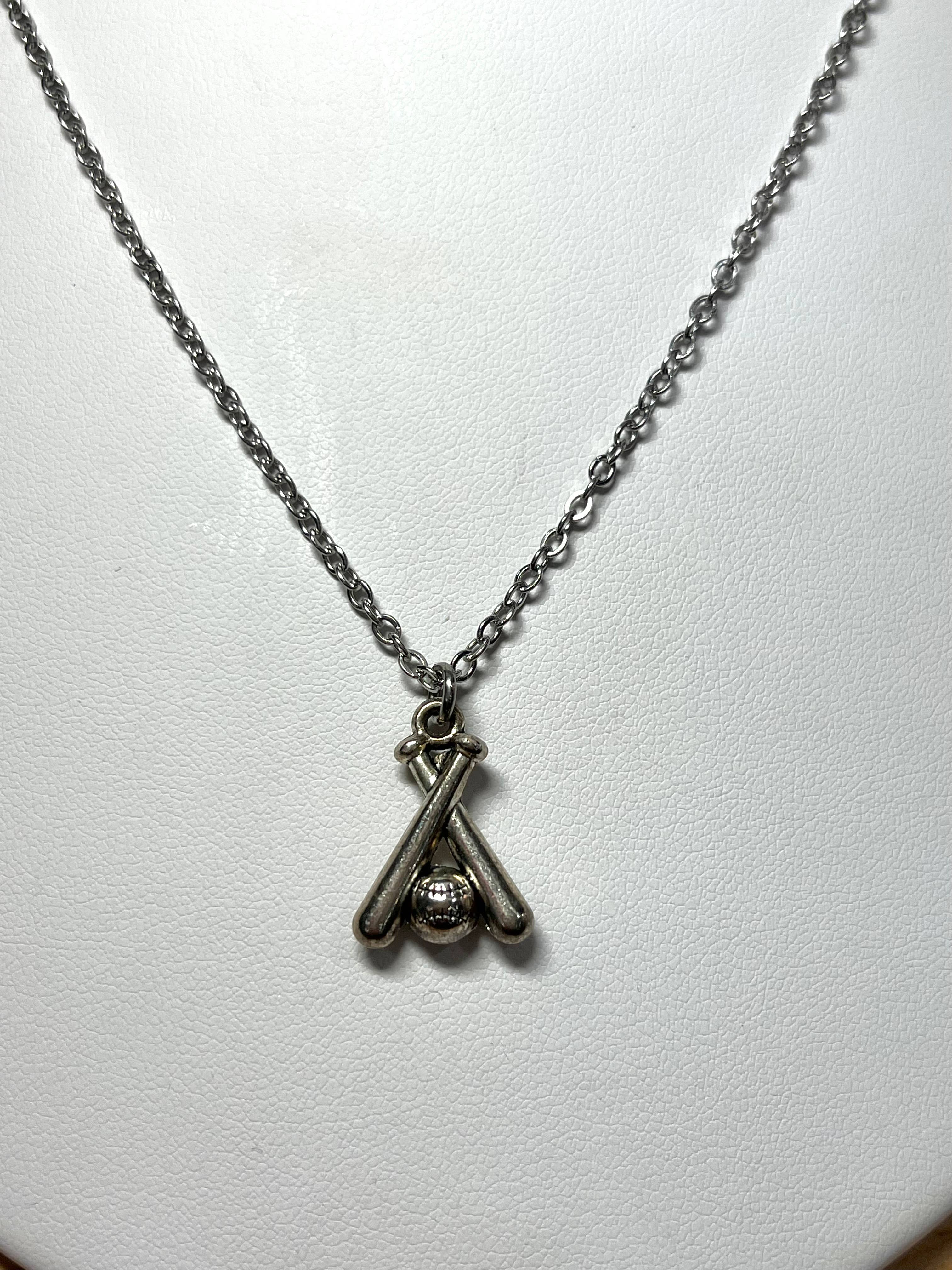 TSC Jewelry – wholesale Hänge-/berlockhalsband – Basebollträ rostfritt stål charmhalsband1