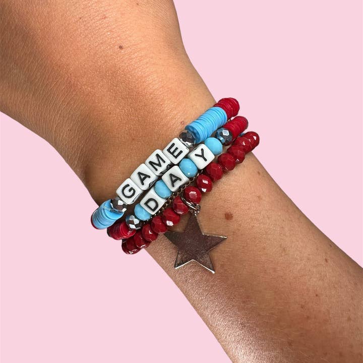 BRACCIALETTO PER ADULTI BLU E ROSSO PER LA GIORNATA DELLA PARTITA per la vendita all'ingrosso da parte di Camel Threads