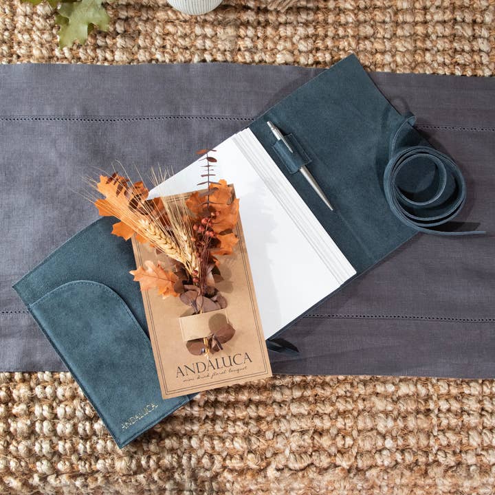 Andaluca - Wholesale Journal/Diary - Grey Blue Suede Journal w/ Organic Cotton Paper: Large1