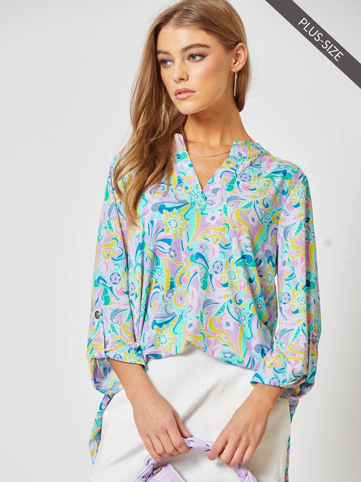 PLUS SIZE 3/4 Sleeve LIZZY Wrinkle Free Top for wholesale by Dear Scarlett