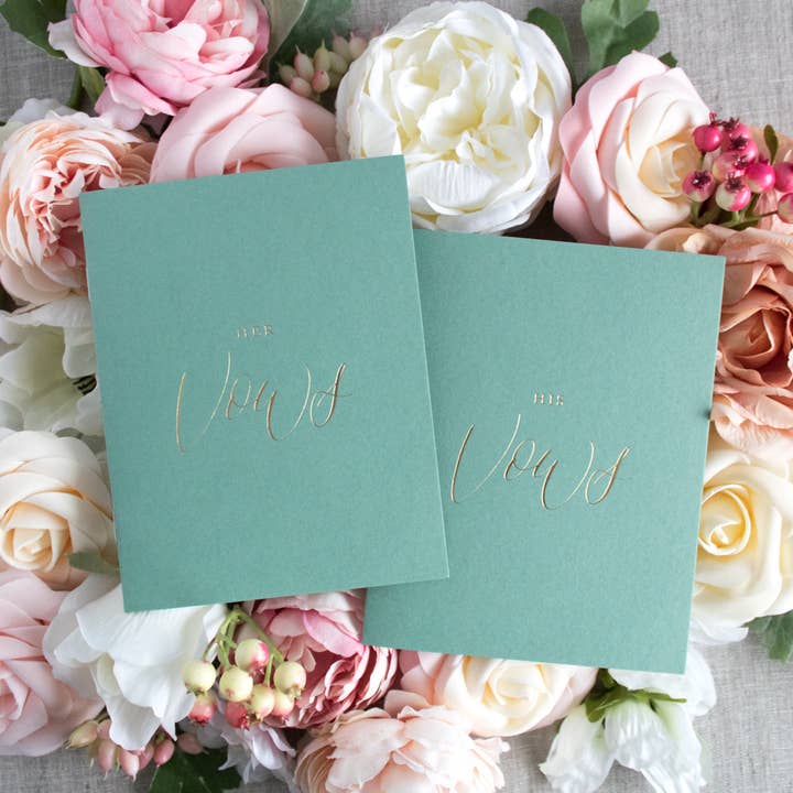 Spring Green Vow Books – Set of 2 (Wedding) for wholesale by Sablewood Paper Company