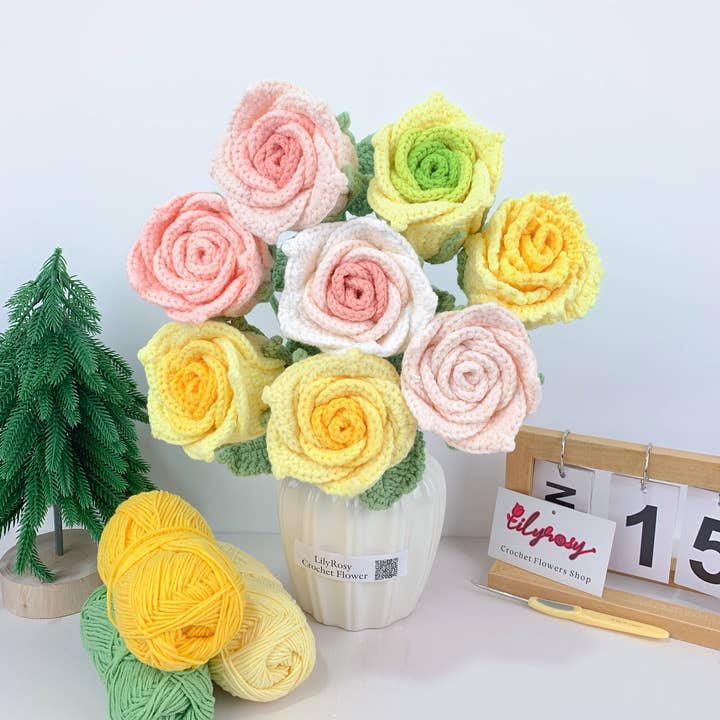 Crochet Small Thai Rose, Handmade Gifts for any occasion for wholesale by Lilyrosy(Duty free)