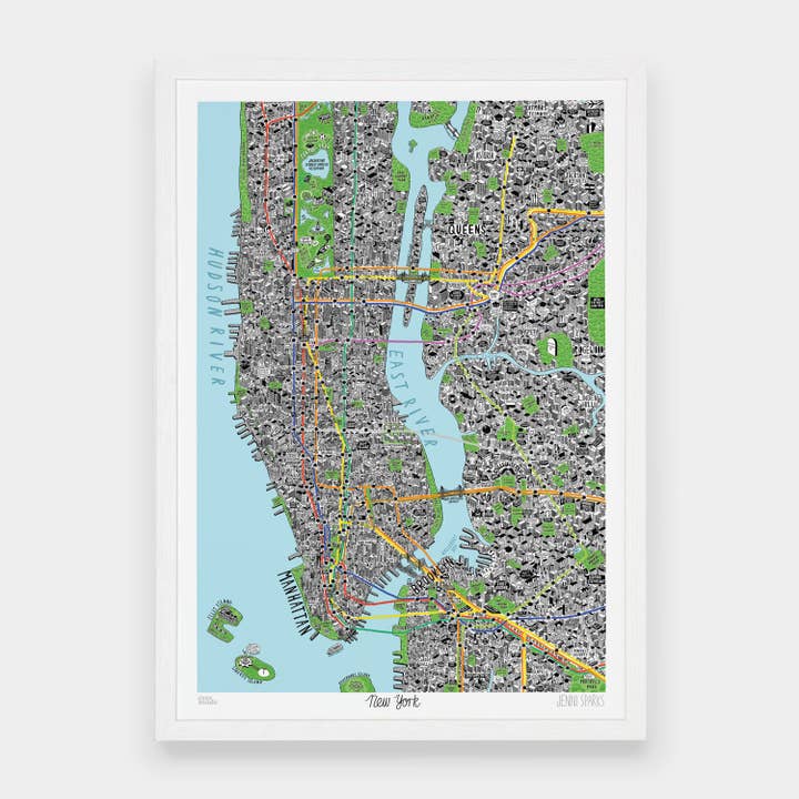 Hand Drawn Map of New York Art Print for wholesale by Evermade