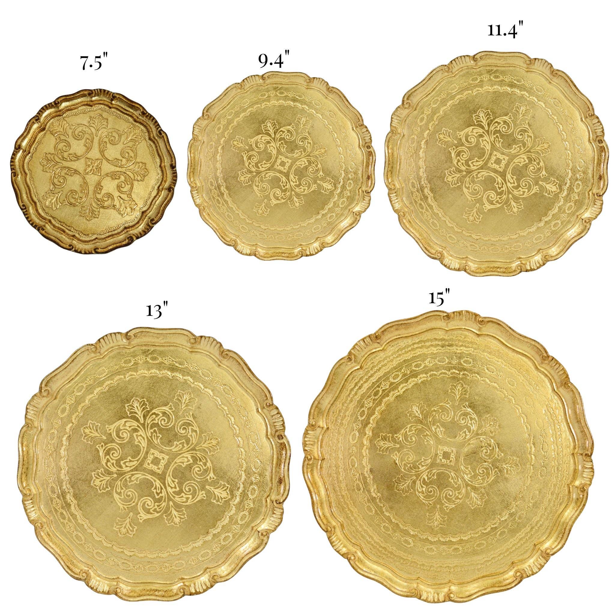 Via Graceffo - Wholesale Decorative Tray - Florentine Carved Gilded Wood Circle Tray, Made in Italy1