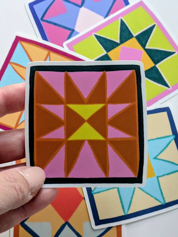 Quilt Block Sticker Pack for wholesale by Jacquelyn Turner Art