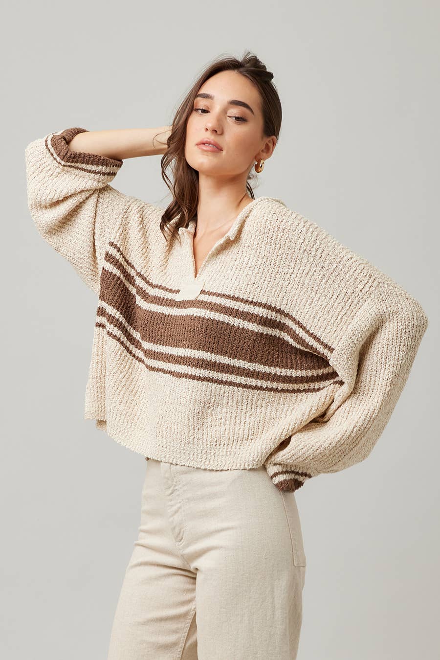 ILLA ILLA - Vente Pull en maille – femme - Pull à manches longues avec empiècements11