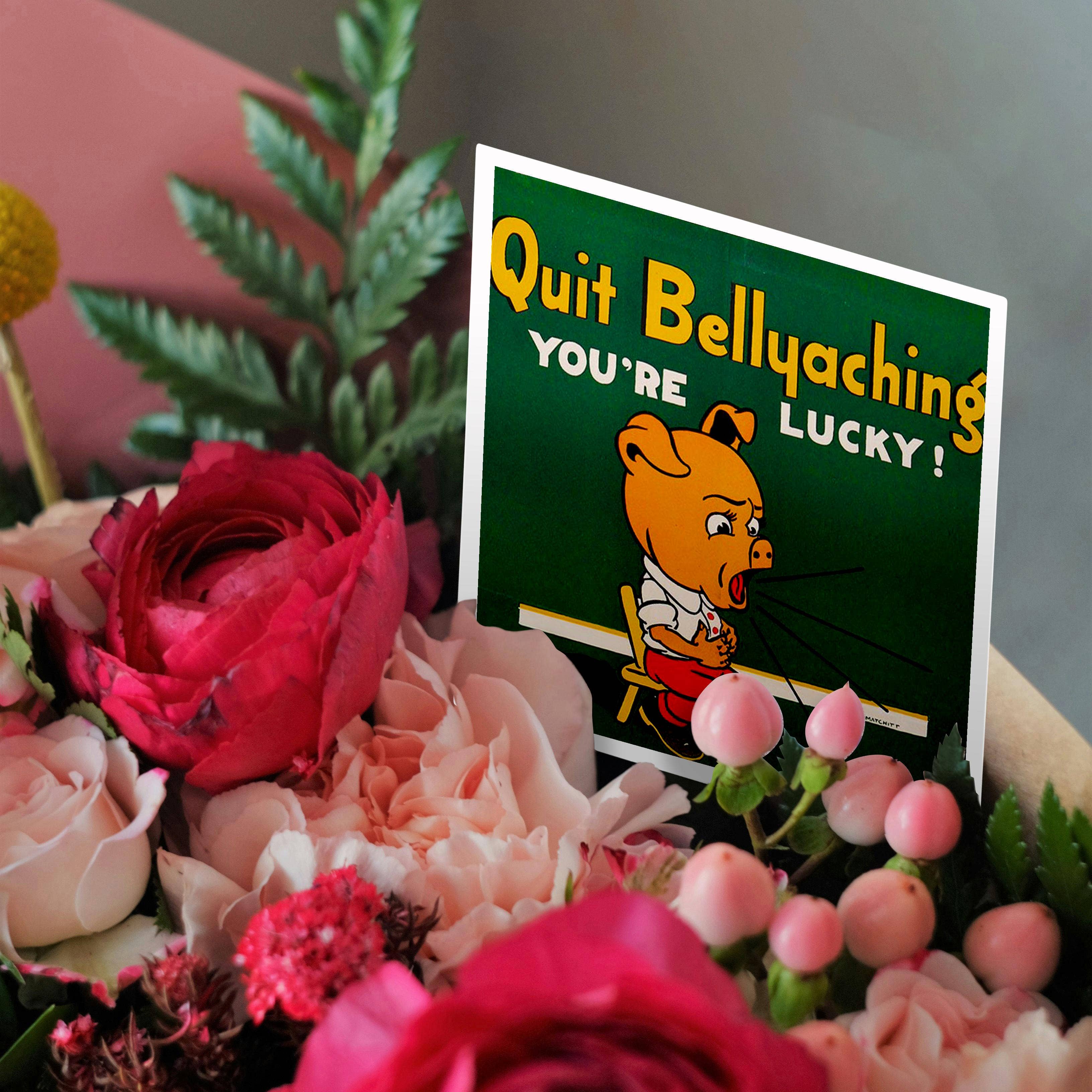 3dRose - Wholesale Everyday Greeting Card - 3dRose, 1942 World War II Workplace Poster Quit Bellyaching Youre Lucky, Greeting Card2