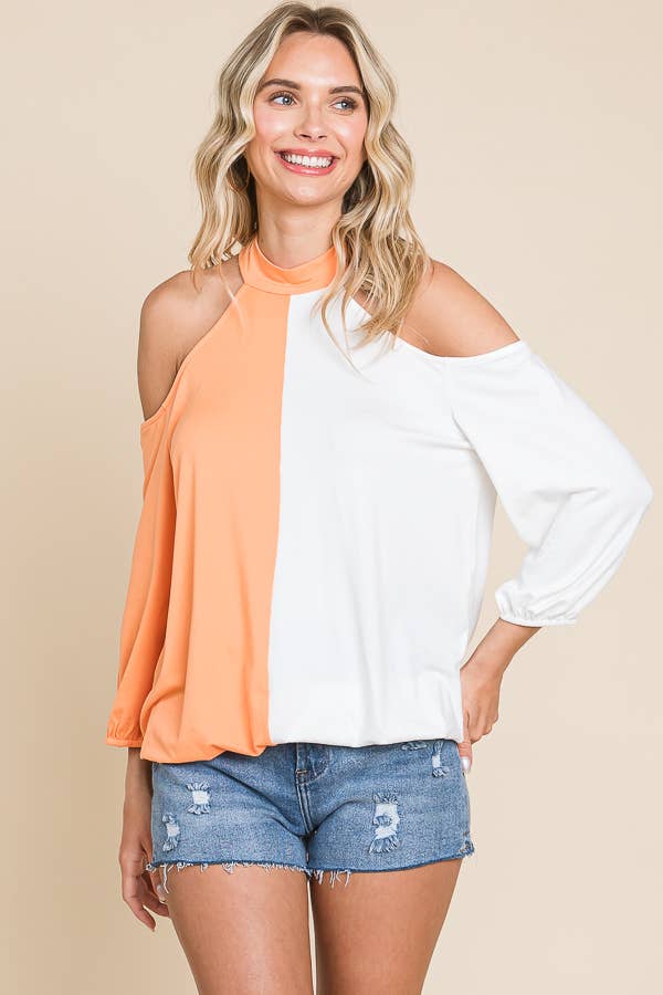 Culture Code - Wholesale Knit Top - Women's - CJT1409Q - TIE NECK COLD SHOULDER TOP17