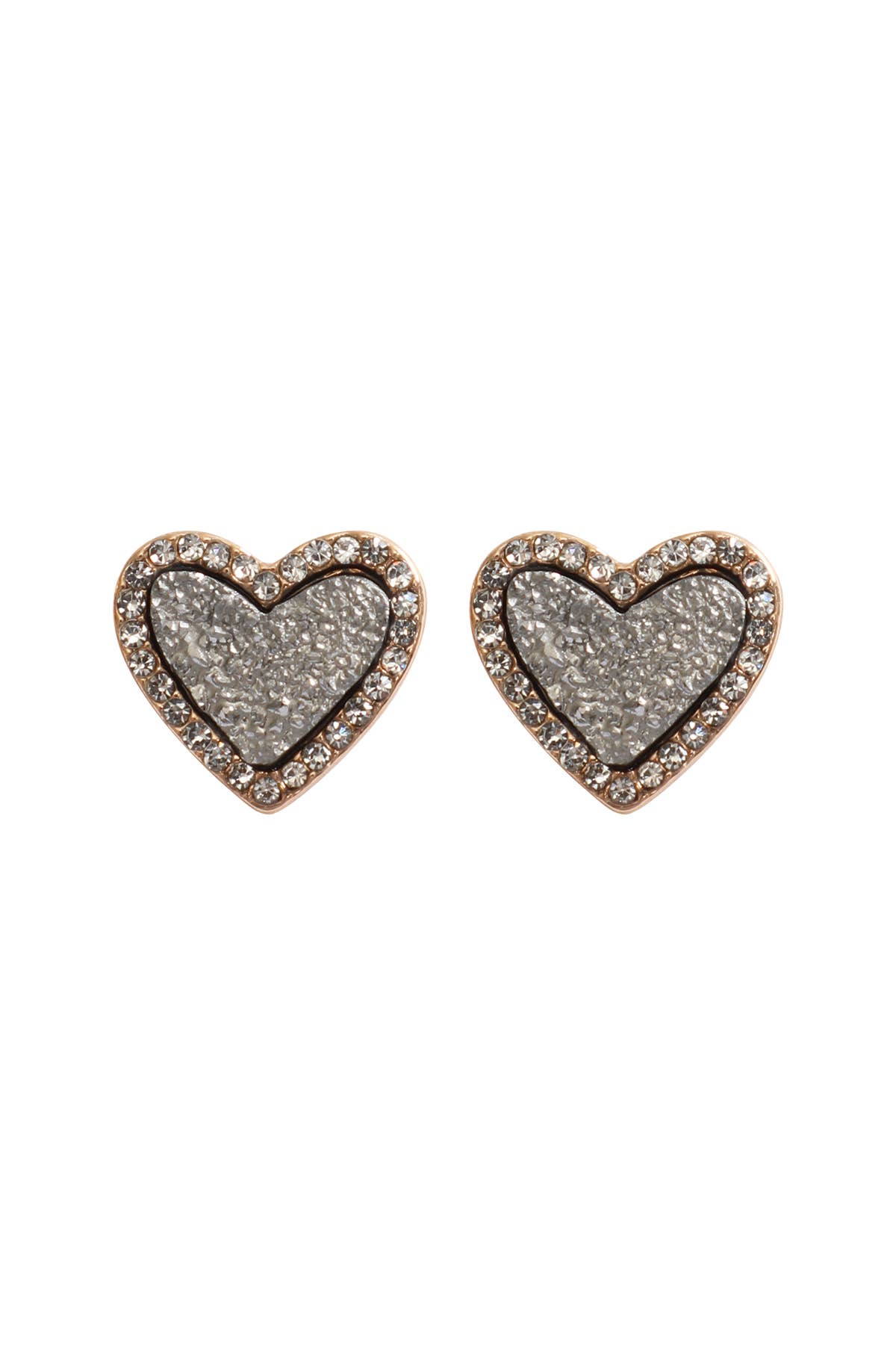 MYS Wholesale Inc - Wholesale Stud/Post Earrings - Valentine Heart Druzy With Rhinestone Post Earrings12