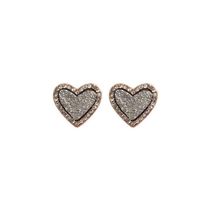 MYS Wholesale Inc - Wholesale Stud/Post Earrings - Valentine Heart Druzy With Rhinestone Post Earrings12