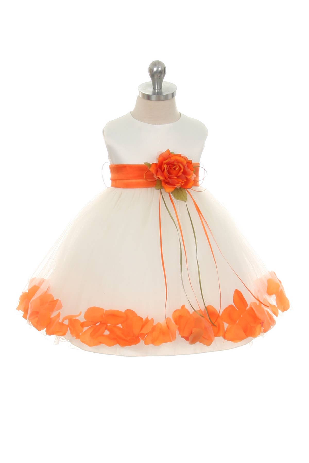Kid's Dream - Wholesale Dress - Baby - Satin Flower Petal Baby Dress with Organza Sash6