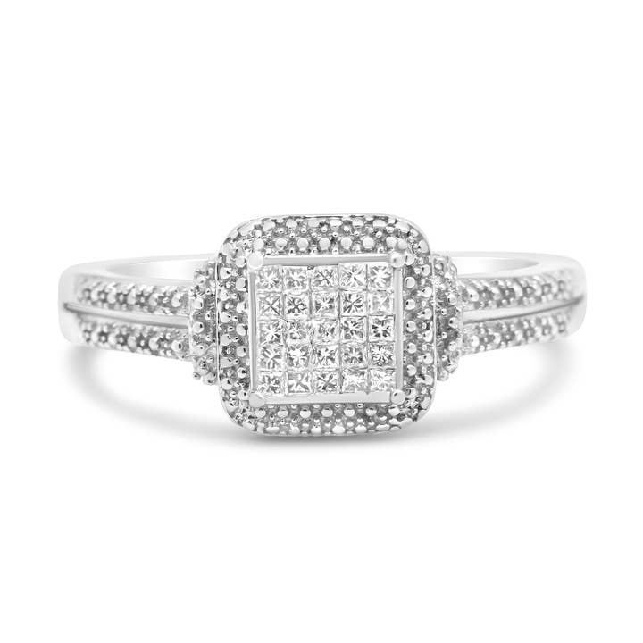 Sterling Silver 1/4 Cttw Princess-Cut Diamond Composite Ring for wholesale by Infinite Jewels