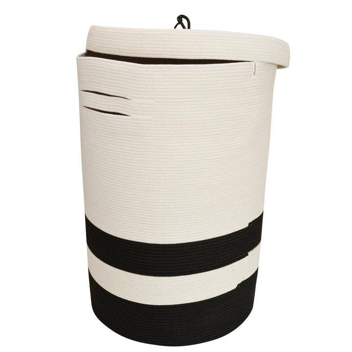 Mia Mélange - Wholesale Laundry Basket - Lidded Laundry Basket XT (Verona) - Black Block (tassel)2