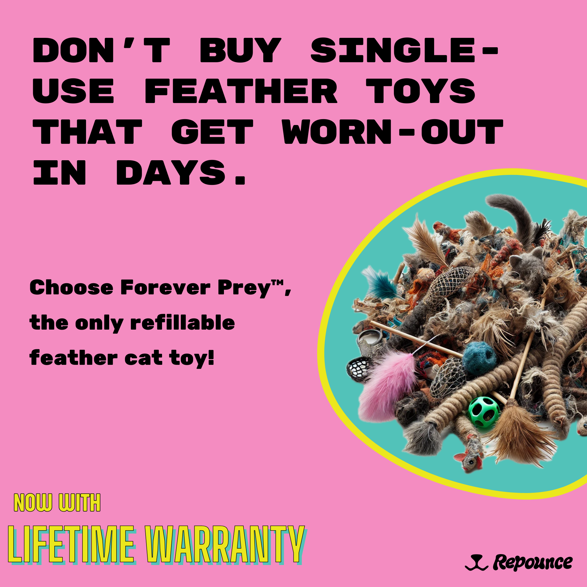 Repounce - Wholesale Pet Toy - Cat - Forever Prey™ - World's First Refillable Feather Toy3