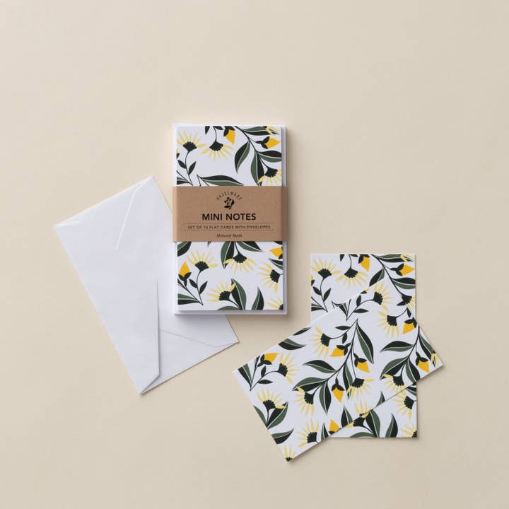 HAZELMADE® Tea Towels + Gifts - Vente Assortiments de papeterie/cartes - Ensemble de mini-notes Aster jaune | Cartes