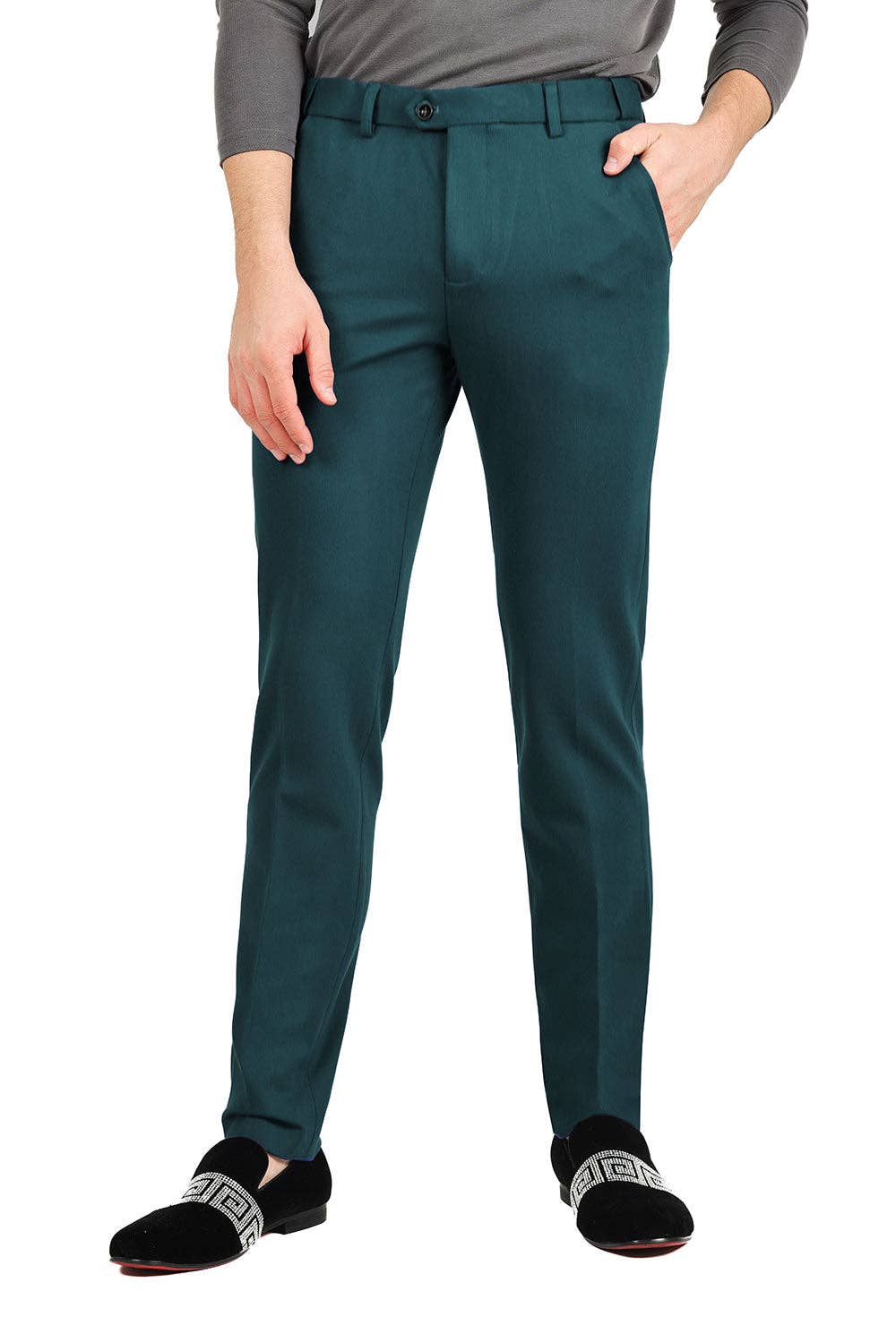Sarcelle Pantalon de ville mat de couleur unie pour hommes 2CPR6 en vente sur Faire