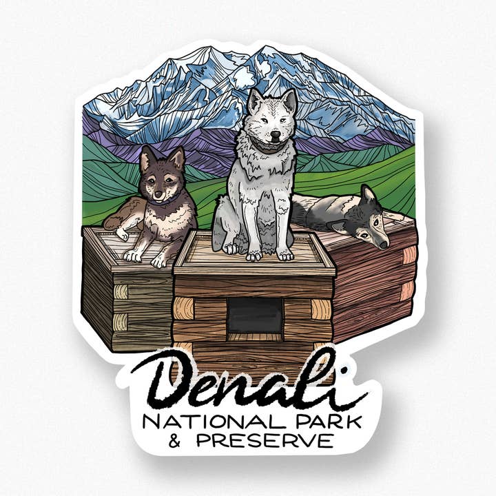Autocollant Denali Sled Dogs pour la vente par Michele Michael Art