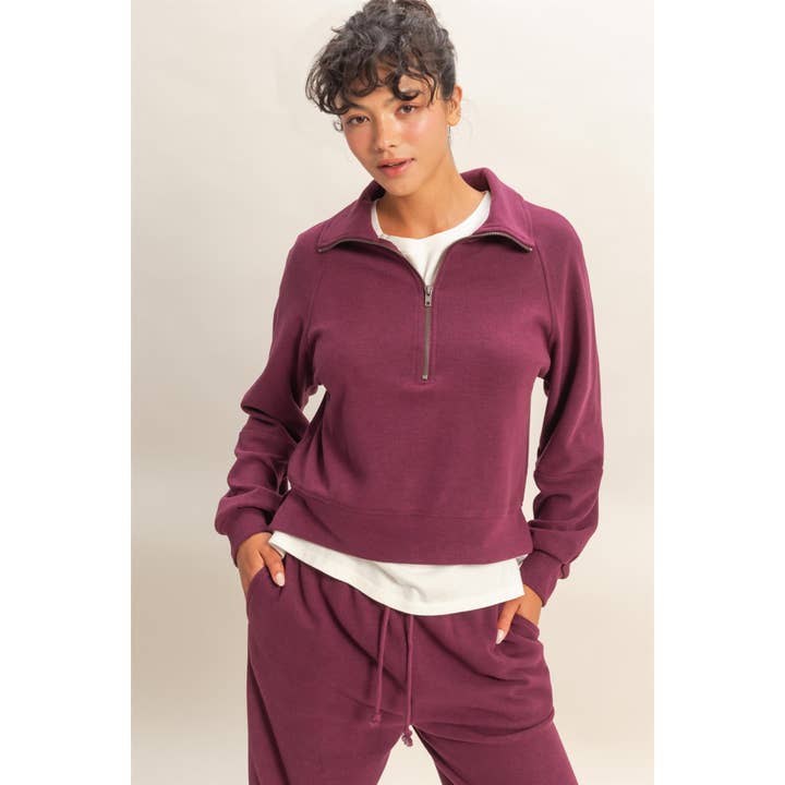 Double Zero - Wholesale Sweatshirt – Women's - Soft Ribbed Half-Zip Long Sleeve Sweatshirt21