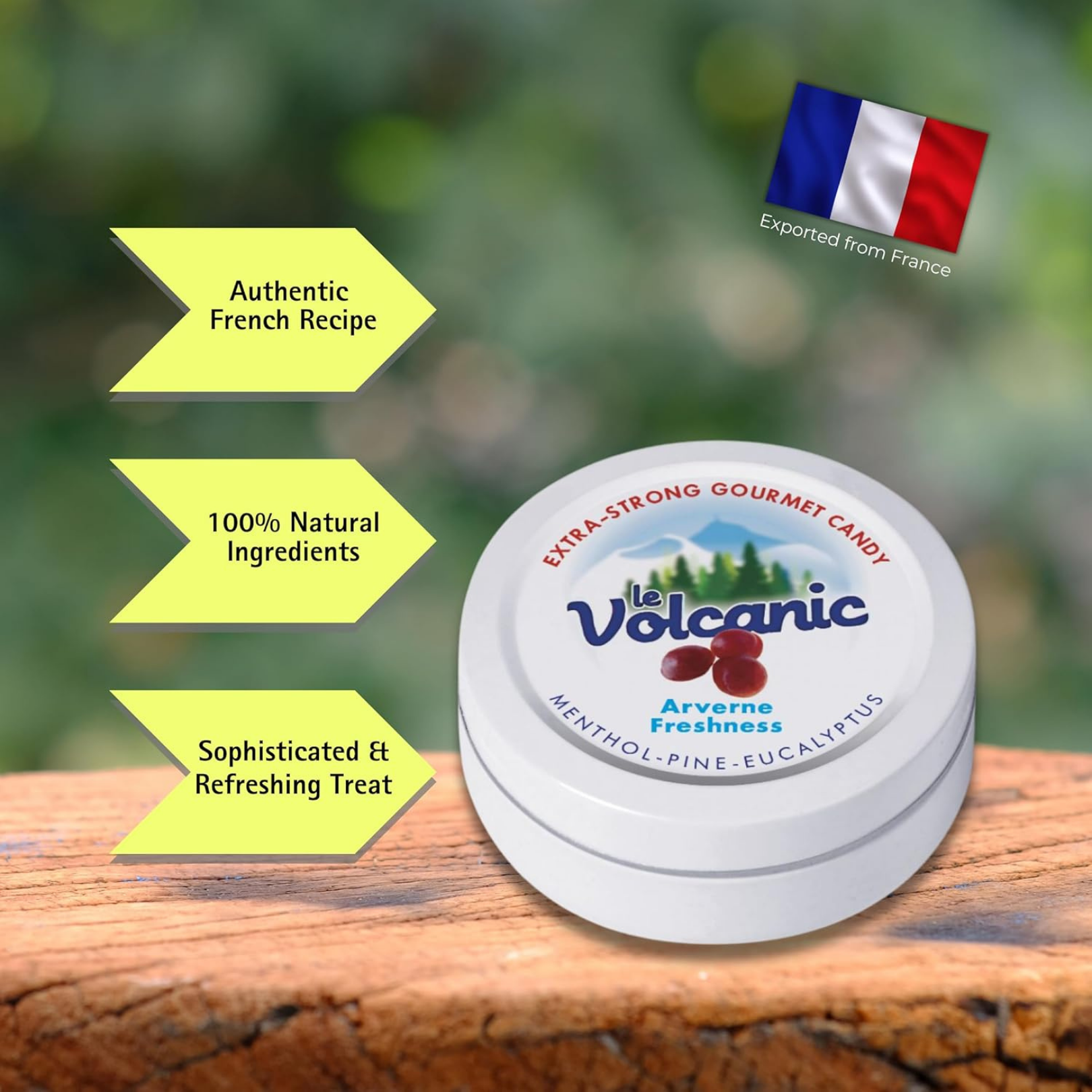 Bonbon USA France - Wholesale Hard Candy - Le Volcanic Pine Eucalyptus - French Gourmet Candy Tin4