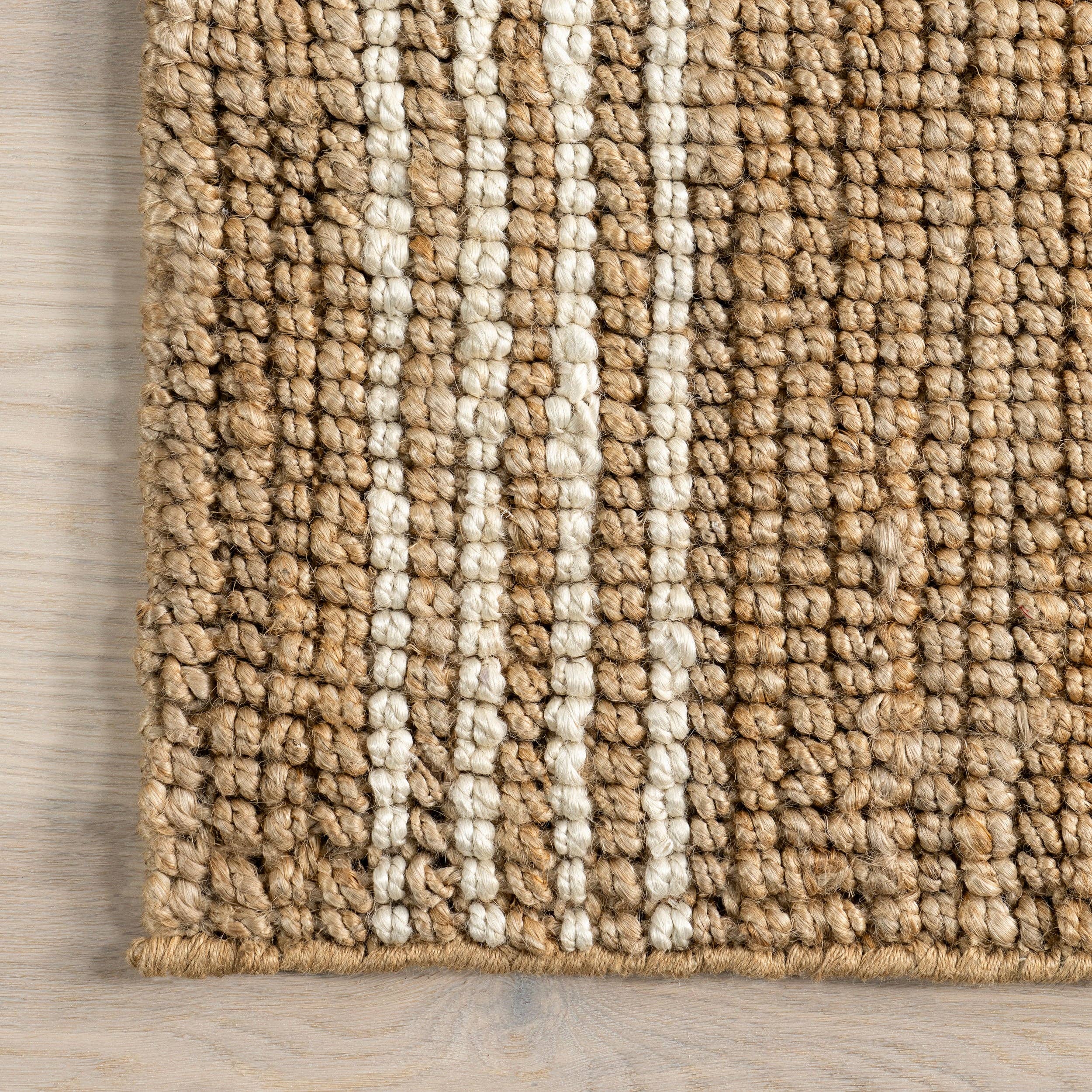 Naturel Tapis de zone en jute rayé Hanna en vente sur Faire3