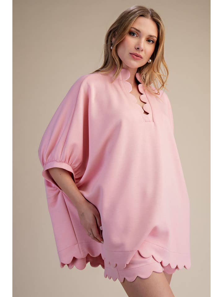 Glam - Wholesale Blouse - Women's - Scallop Neck Line Oversized Top8