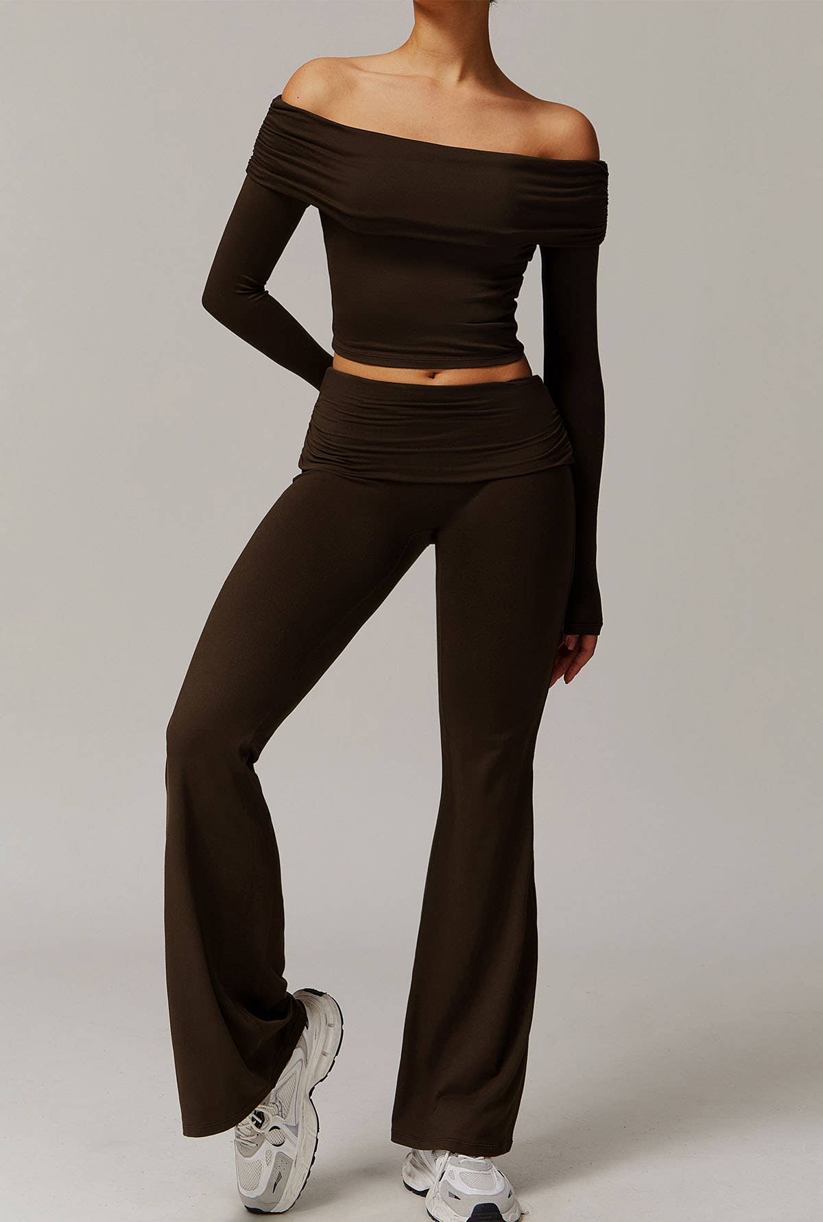 Crave by FW - Wholesale Activewear Set - Women's - Active Wear Set with Off Shoulder Crop Top and Flare Pants8