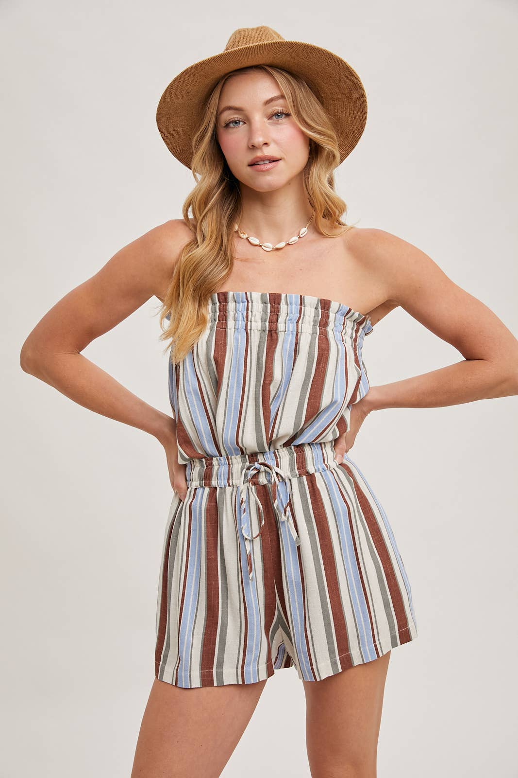 Bluivy - Vente Ensemble de vêtements d'intérieur – femme - ENSEMBLE HAUT SMOCKÉ SANS MANCHES À RAYURES CORFOU & SHORTS12