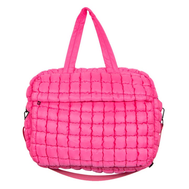 Hot Pink Quilted Duffel Weekender Bag for wholesale on Faire