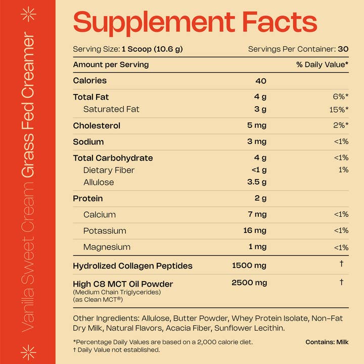 LevelUp - Wholesale Creamer - Grass-Fed Creamer Vanilla Sweet Cream - 10 oz1