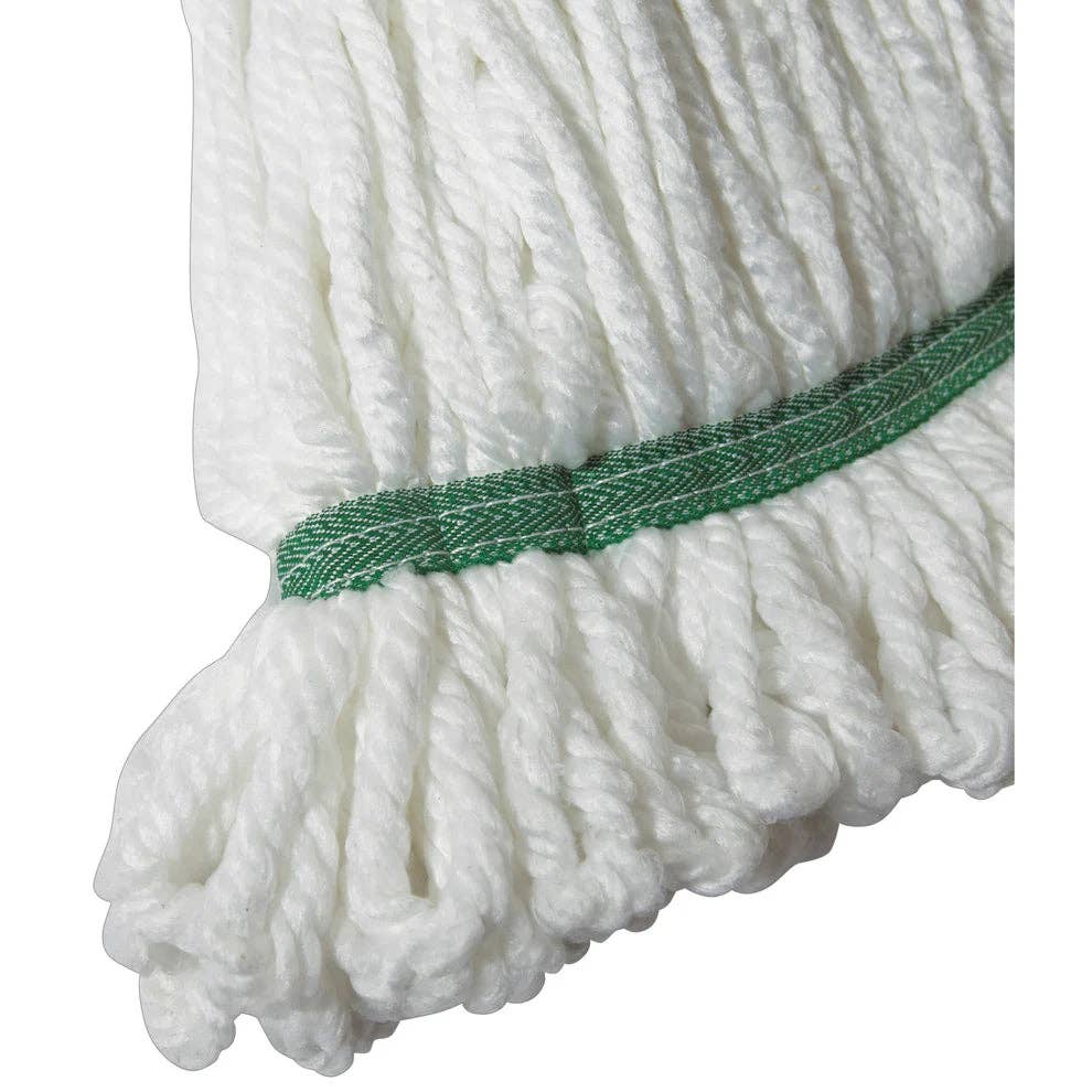 EcoQuality - Wholesale Mop - MOPM-L/M, White/Green Bands Looped End Microfiber Mop Head1
